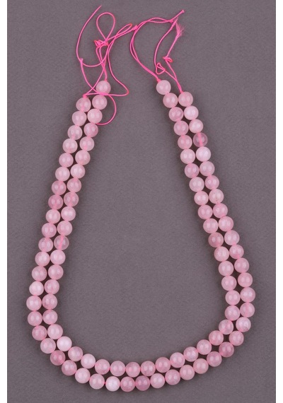 Alibabadogaltas Madagaskar Pembe Kuvars Doğal Taş Dizi 8 Mm Küre Kesim Gri