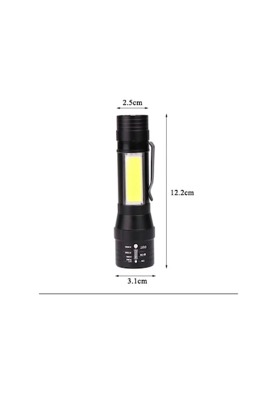 Wuben Wb-017 Zoomlu Şarjlı Cob Led Güçlü El Feneri Siyah