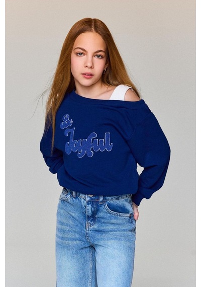 Defacto Kız Çocuk Carmen Yaka Sweatshirt G6827a826spnv42 Lacivert-nv42