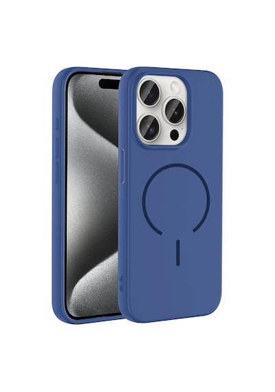 Zore Apple iPhone Uyumlu 15 Pro Max Kılıf M-safe Şarj Özellikli Omsy Meta Kapak - Lacivert