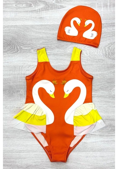 My Kids Wear Zarif Kuğu Desenli Üç Kat Fırfır Detaylı Boneli Kız Çocuk Mayo Kırmızı - Beyaz My Kids Wear Zarif Kuğu Desenli Üç Kat Fırfır Detaylı Boneli Kız Çocuk Mayo Kırmızı - Beyaz