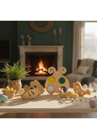 Simdale Wood Uç Uç Lusi Masal Seti + Hikaye Kitabı - Doğal Ahşap Montessori Tak Çıkar Oyuncak 10 Parça