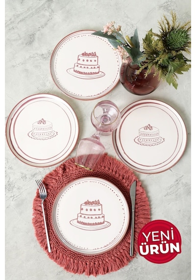 Keramika Pink Cake Nordic Pasta Tabağı 22 Cm 4 Adet 22965-66 Çok Renkli