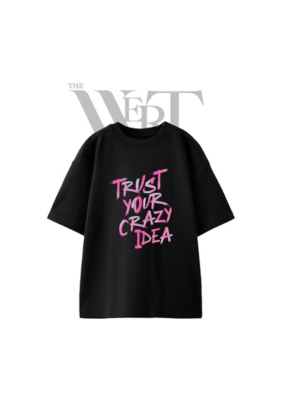 Thewert Brush Slogan Tasarım Baskılı Ünisex Siyah Oversize T-shirt