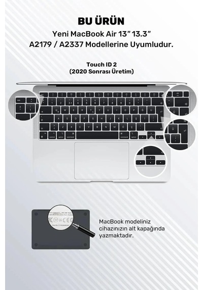 Apple Uyumlu MacBook Air 2020 13 Inc M1 A2337 / A2179 Türkçe Q Klavye Slim Türkçe Klavye Koruyucu Kılıf Çok Renkli