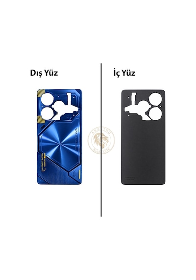Tecno Pova 6 Mavi Uyumlu Arka Kapak Arka Cam Batarya Pil Kapağı Lazer Kesim Back Cover Diğer