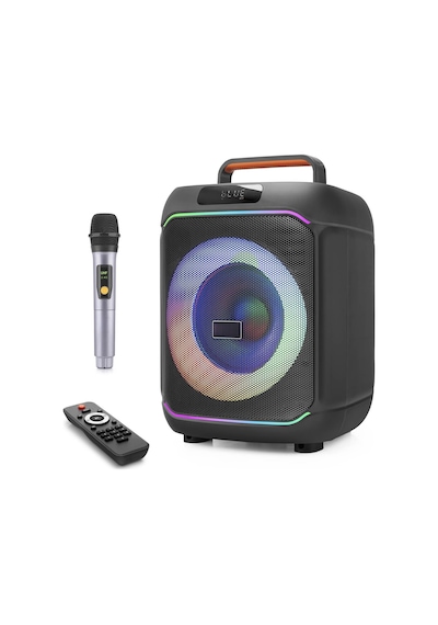 Karaoke Mikrofonlu Bluetooth Hoparlör Fm Radyo 40w 8 İnç Rgb Kumandalı Siyah Jbr818