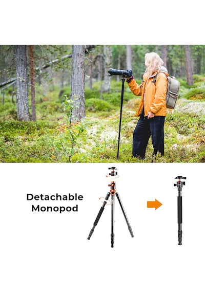K&F Concept SA254T3 Profesyonel Deve Boynu Tripod 191 CM (T254A4+BH-28L)