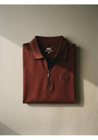 Maccali Erkek Bordo Pamuklu Dokulu Rahat Kalıp Polo Yaka Tişört