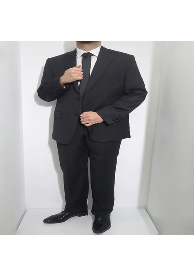 Fabrigatti Dmctekstil Erkek Siyah Çizgili Klasik Kesim Rahat Kalıp Çift Düğmeli 4 Drop Battal Takım Elbise Fabrigatti Dmctekstil Erkek Siyah Çizgili Klasik Kesim Rahat Kalıp Çift Düğmeli 4 Drop Battal Takım Elbise