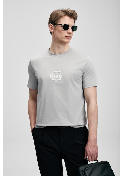 Lufian Thınk Modern Grafik T- Shirt Gri Gri 111020310100150