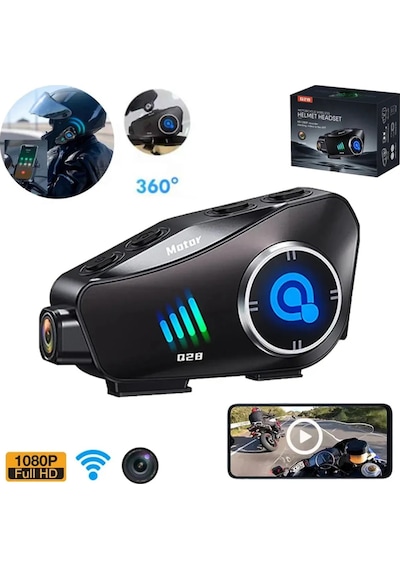 1080p Fhd Kameralı Video Fotoğraf Özellikli Wifi Kamera Bluetooth Arama Müzik İntercom Kask Kulaklık