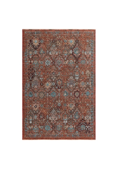 Cool Halı Saray Kiremit Vintage Etnik Çiçek Desenli Yumuşak Dokulu Bohem Oturma Odası Salon Halısı Turuncu