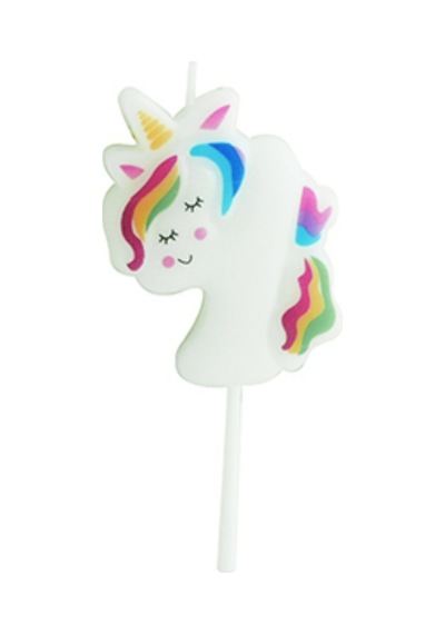 Beyaz 4 Rakamı Unicorn Figür Parti Mumu