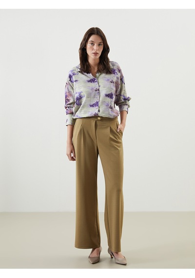 Lcw Vision Kahverengi Loose Fit Krep Kadın Pantolon