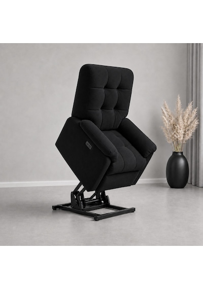 Smarto Relax Porto Liftli Çift Motorlu Elektrikli Ayağa Kalkma Destekli Polyester Hasta Ve Baba Tv Koltuğu Siyah