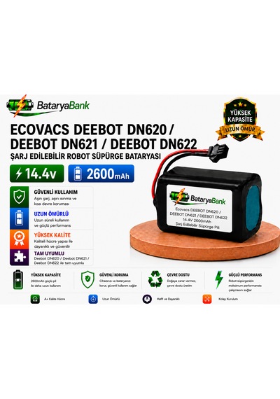 Bataryabank Ecovacs Deebot Dn620 / Deebot Dn621 / Deebot Dn622 Uyumlu Robot Süpürge Bataryası 14.4v 2600mah Li-ion Şarj Edilebilir Pil
