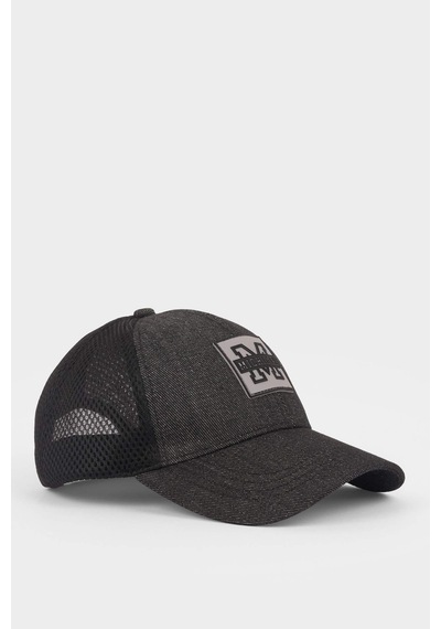 Defacto Erkek Etiket Baskılı Jean Cap Şapka B7556AX24SM Siyah