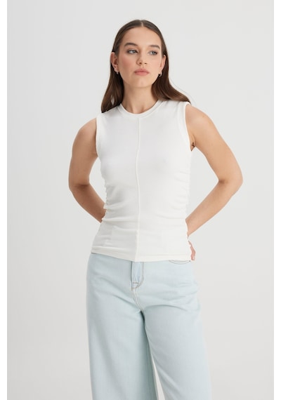 Lee Slim Fit Dar Kesim Bisiklet Yaka Kırık Beyaz Tişört L241628102