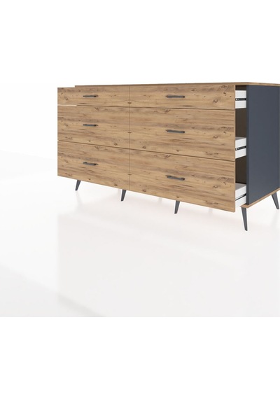 Kronos Konsol 6 Çekmeceli 176x59x99 Antrasit-çam Antrasit-çam