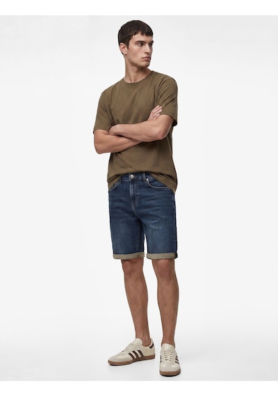 Koton Normal Bel Pamuklu Bermuda Slim Fit Jean Şort Orta İndigo 6sam40331nd