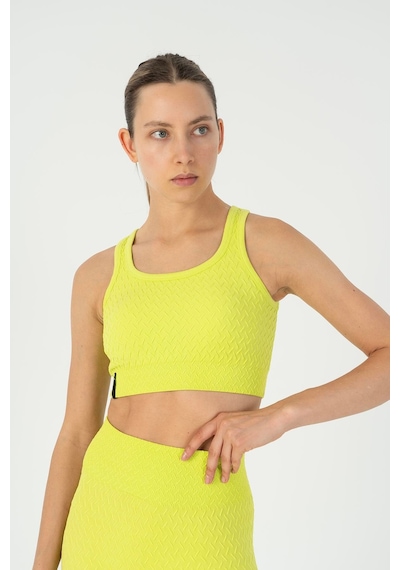 Maraton Slimfit Kadın Kapalı Yaka Neon Yeşil Bra Neon Yeşil