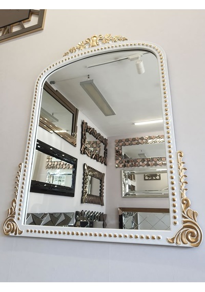 Ayna Denizi Lady White Gold Model Beyaz Altın Renk Dekoratif Ayna Altın - Beyaz