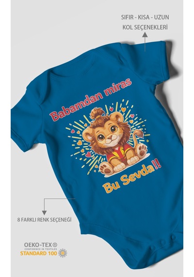 Morivokids Babadan Miras Bu Sevda Kısa Kollu Bebek Body Koyu Mavi