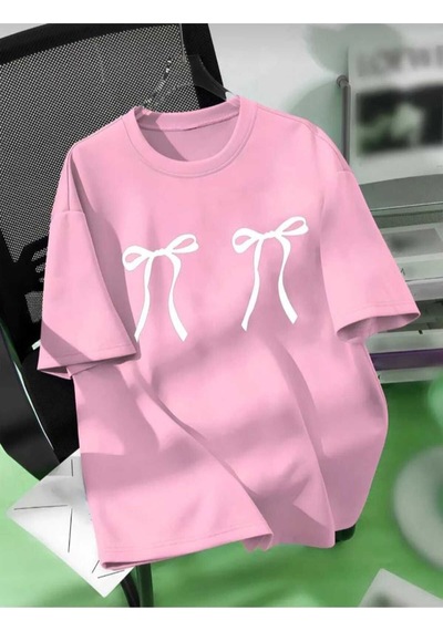 Kozia Outdoors Malkoçbey Kurdela Baskılı Oversize Unisex Basic T-shirt Pembe