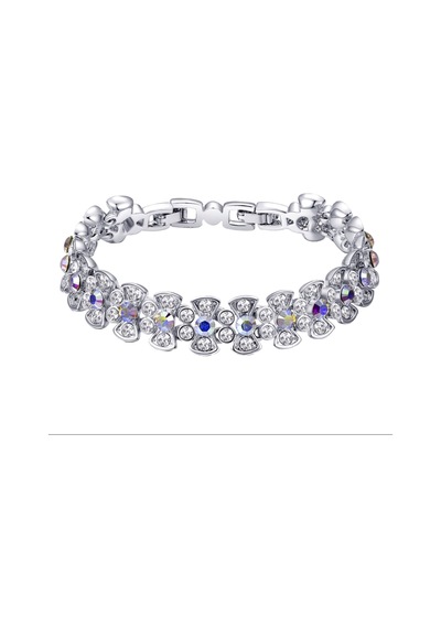 Monemel Kristal Taşlı Geniş Bileklik Altın Kaplama Gümüş - Rodyum