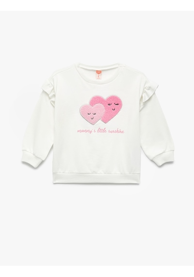 Koton Uzun Kollu Bisiklet Yaka Pamuklu Kalp Aplikeli Şardonlu Sweatshirt Ekru 6wmg10011ak Ekru Koton Uzun Kollu Bisiklet Yaka Pamuklu Kalp Aplikeli Şardonlu Sweatshirt Ekru 6wmg10011ak Ekru