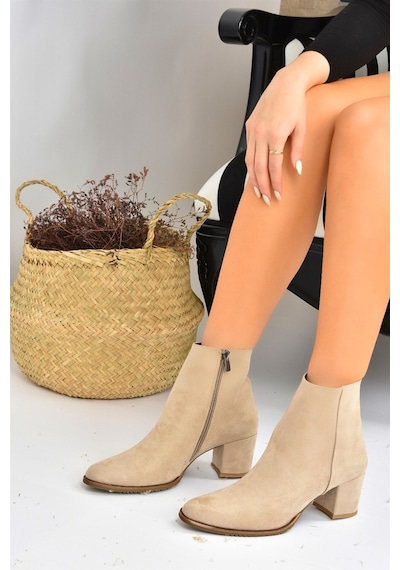 Fox Shoes Bej Süet Kadın Bot G654013102