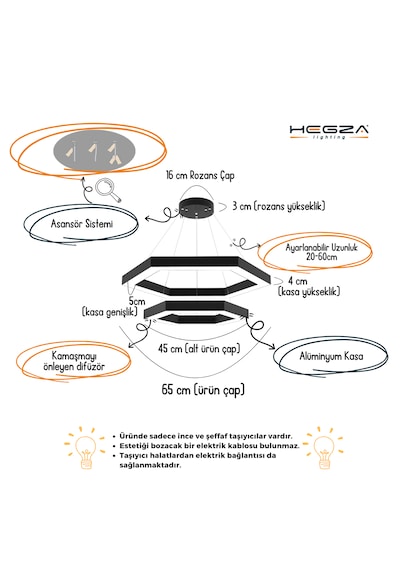 Hexagon Piramit Beyaz Kasa, Doğal Beyaz Işık Modern Led Avize Beyaz