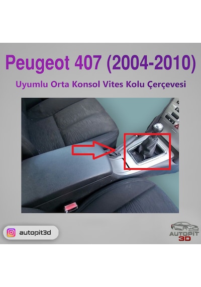Peugeot 407 2004-2010 Uyumlu Orta Konsol Vites Kolu Çerçevesi Vites Kolu Çerçevesi