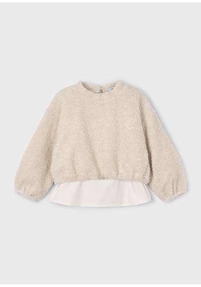 Mayoral Bej Kız Çocuk Peluş Sweatshirt 4431 Bej