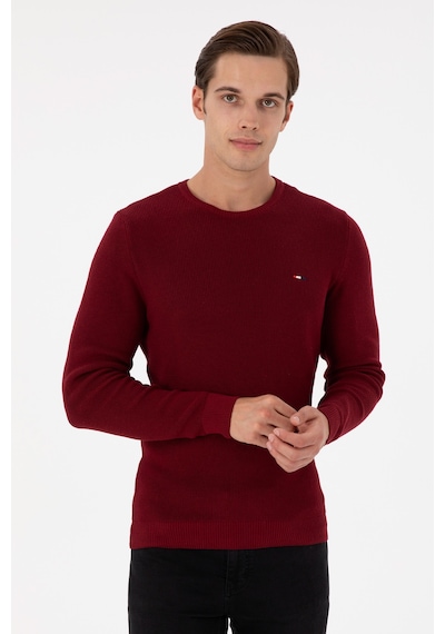 U.S. Polo Assn. Erkek Slim Fit Bisiklet Yaka Bordo Basic Kazak 50298282-VR014