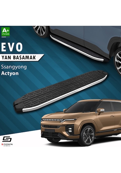 S-dizayn Ssangyong Actyon Evo Krom Yan Basamak 183 Cm 2024 Üzeri A+ Kalite