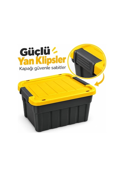 Premium Kapaklı Plastik Saklama Kutusu, 10 L Çok Renkli