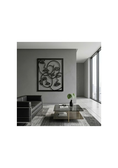 Yüzler Metal Duvar Tablosu - Metal Duvar Sanatı - Krom - 40 X 50 Cm