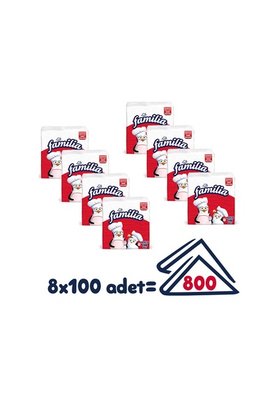 Familia 100'lü Peçete (8 Paket x 100 Yaprak)