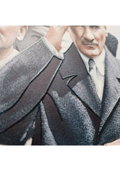 Atatürk Masaüstü Ahşap Tablo - Kabartmalı Baskı Şık Hediyelik 11x16 Cm No 2 3 Parça