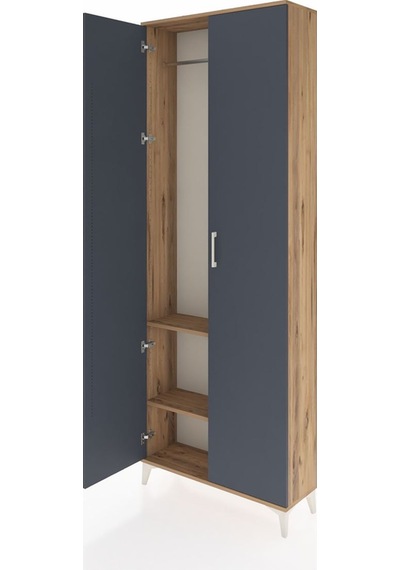 Arges Dolap 2 Raflı 2 Kapaklı Tek Askılı 88x30x243 Çam-antrasit Çam