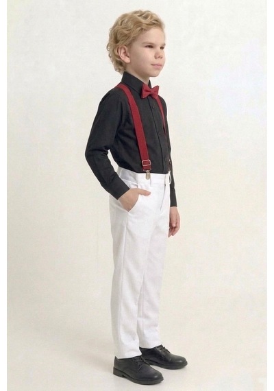Mnk Baby & Kids Beyaz Pantolon Gömlekli Erkek Çocuk Takım M00809 Siyah
