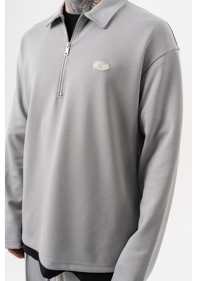 Respire Erkek Yarım Fermuarlı Modal Sweatshirt Gri