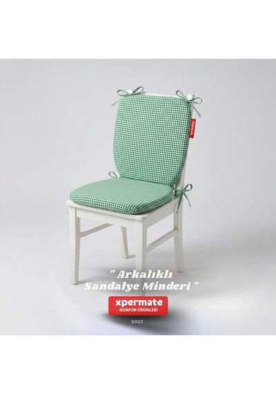 Pötikare Sırtlıklı Sandalye Minderi 42x42 Fermuarlı Yıkanabilir Kılıf Bağcıklı Minder Standart Fit