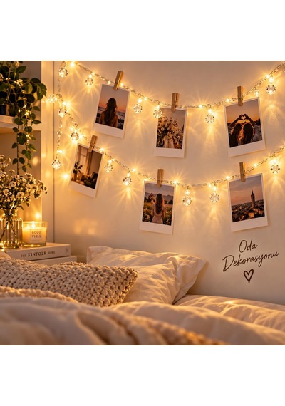 Peri 3x2 Metre Usb'li Kristal Boncuklu Dekoratif Led Işık Zinciri Sıcak Beyaz Perde Ve Oda Süsleme Işığı Diğer