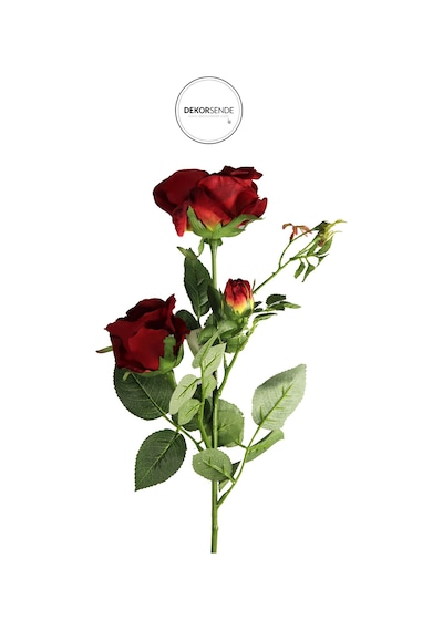 Yapay 3'lü Açmış Gül Dalı Kırmızı 68 Cm Kırmızı