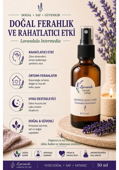 Lavande Lavanta Çiftliği Lavanta Yağı L.Angustifolia Sprey 50 ML