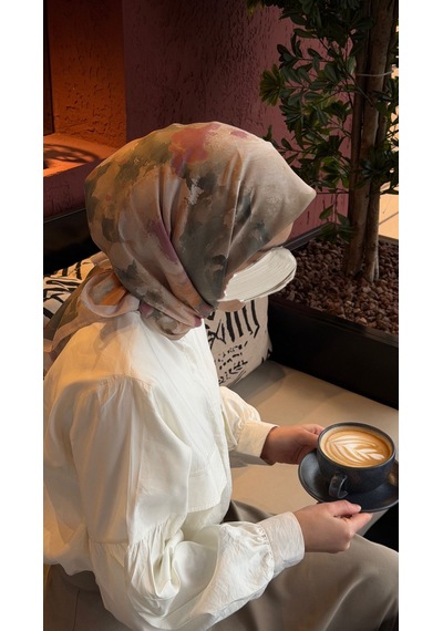 Qalortex Scarf Pamuklu Soft Roza Desen Eşarp-cağla Çağla