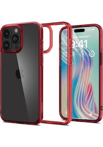 Spigen Apple Uyumlu iPhone 15 Pro İle  Kılıf Ultra Hybrid Deep Red